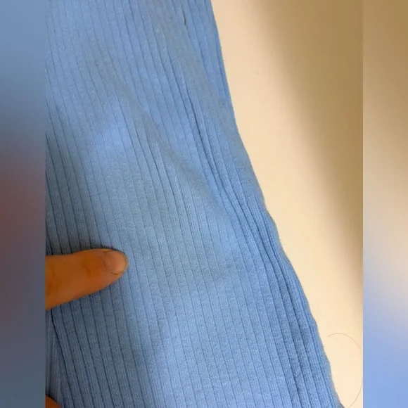 Blue Ribbed Flared Leggings - Picture 5 of 5